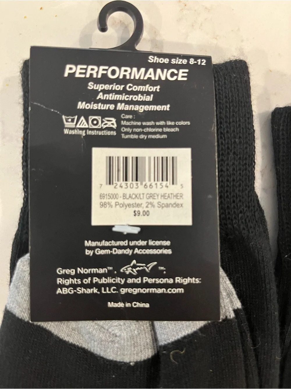 Greg Norman Collection Performance Dress Socks Black Shoe Size 8-12 (2 Pairs)
